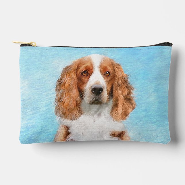 Welsh Springer Spaniel Painting Original Dog Art Accessory Pouch (Front)