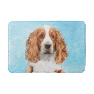 Welsh Springer Spaniel Painting - Original Dog Art Bath Mat