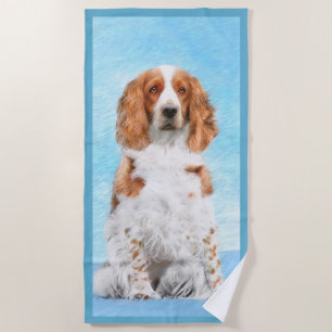 Welsh Springer Spaniel Painting - Original Dog Art Beach Towel