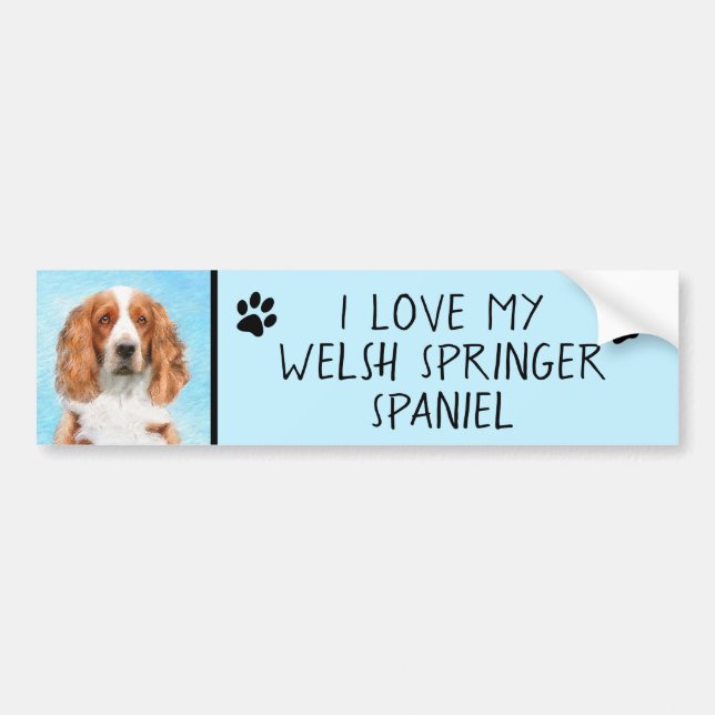 Welsh Springer Spaniel Painting - Original Dog Art Bumper Sticker (Front)