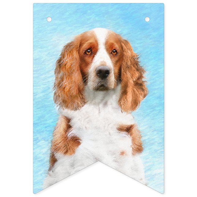 Welsh Springer Spaniel Painting - Original Dog Art Bunting (First Flag)