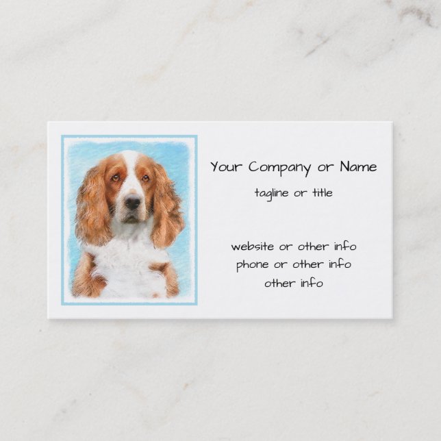 Welsh Springer Spaniel Painting - Original Dog Art Business Card (Front)