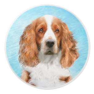 Welsh Springer Spaniel Painting - Original Dog Art Ceramic Knob