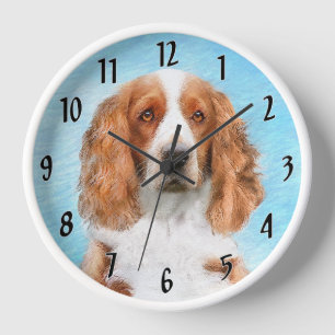 Welsh Springer Spaniel Painting - Original Dog Art Clock