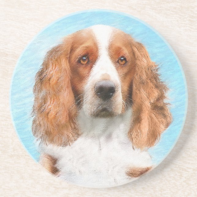 Welsh Springer Spaniel Painting - Original Dog Art Coaster (Front)