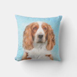 Welsh Springer Spaniel Painting - Original Dog Art Cushion
