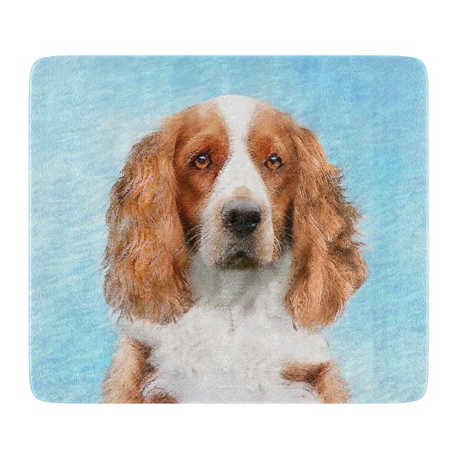 Welsh Springer Spaniel Painting - Original Dog Art Cutting Board (Front)