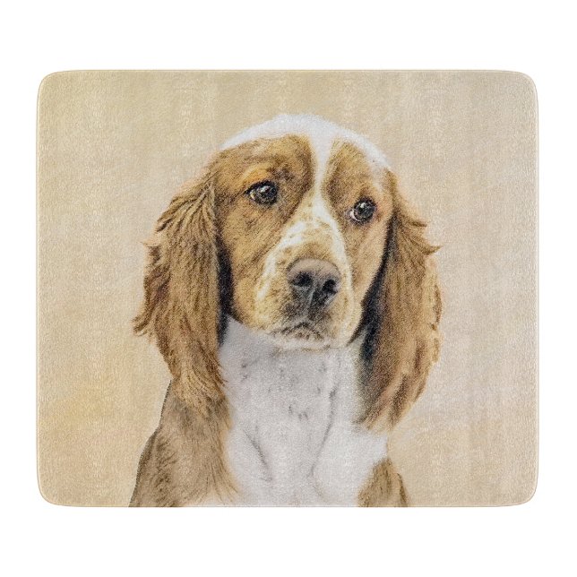 Welsh Springer Spaniel Painting - Original Dog Art Cutting Board (Front)