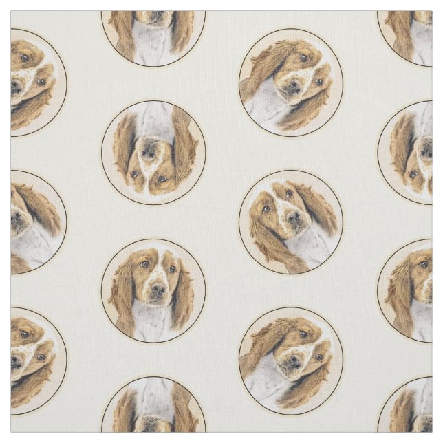 Welsh Springer Spaniel Painting Original Dog Art Fabric (Swatch)