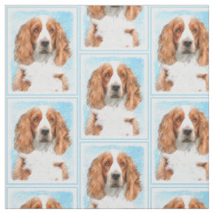 Welsh Springer Spaniel Painting - Original Dog Art Fabric