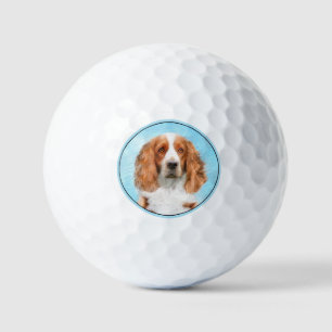 Welsh Springer Spaniel Painting - Original Dog Art Golf Balls