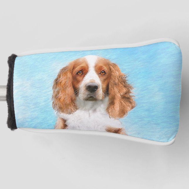 Welsh Springer Spaniel Painting - Original Dog Art Golf Head Cover (Front)