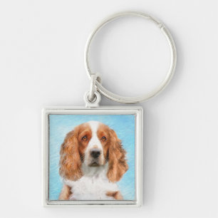 Welsh Springer Spaniel Painting - Original Dog Art Key Ring