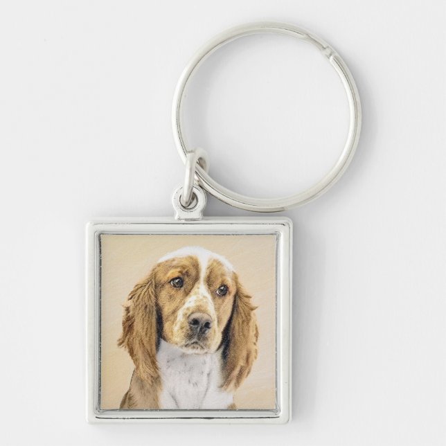 Welsh Springer Spaniel Painting - Original Dog Art Key Ring (Front)