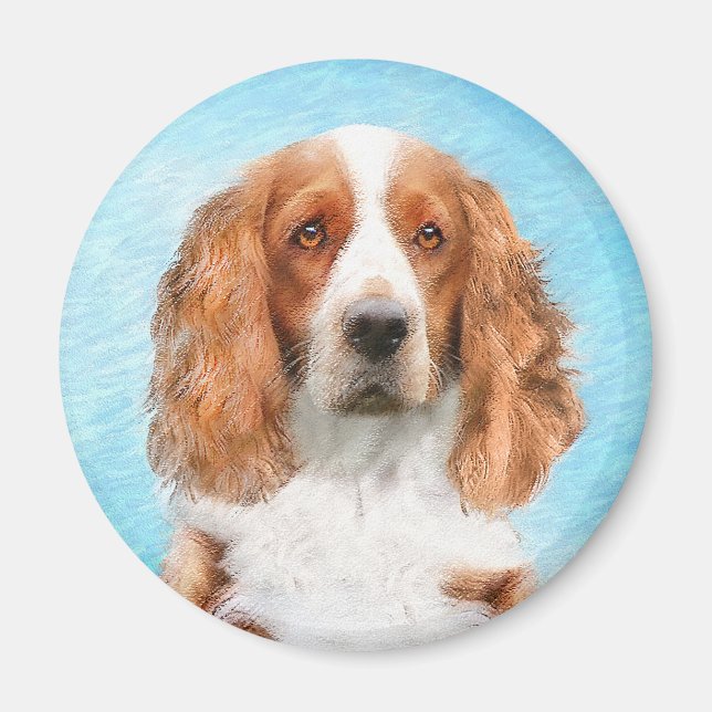 Welsh Springer Spaniel Painting - Original Dog Art Magnet (Front)