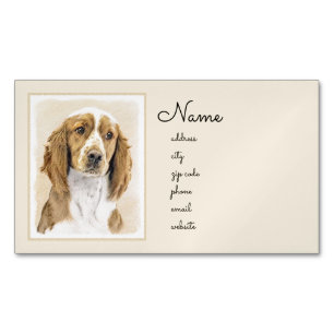 Welsh Springer Spaniel Painting - Original Dog Art Magnetic Business Card