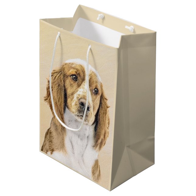 Welsh Springer Spaniel Painting - Original Dog Art Medium Gift Bag (Front Angled)