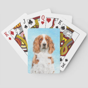 Welsh Springer Spaniel Painting - Original Dog Art Playing Cards