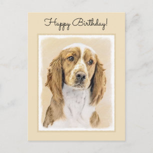 Welsh Springer Spaniel Painting - Original Dog Art Postcard