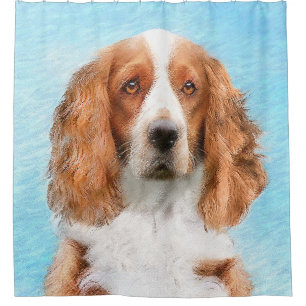 Welsh Springer Spaniel Painting - Original Dog Art Shower Curtain