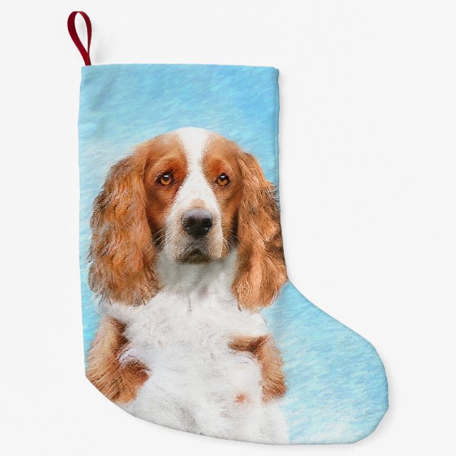 Welsh Springer Spaniel Painting - Original Dog Art Small Christmas Stocking (Front)