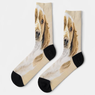 Welsh Springer Spaniel Painting - Original Dog Art Socks
