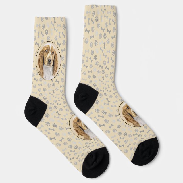Welsh Springer Spaniel Painting - Original Dog Art Socks (Right)