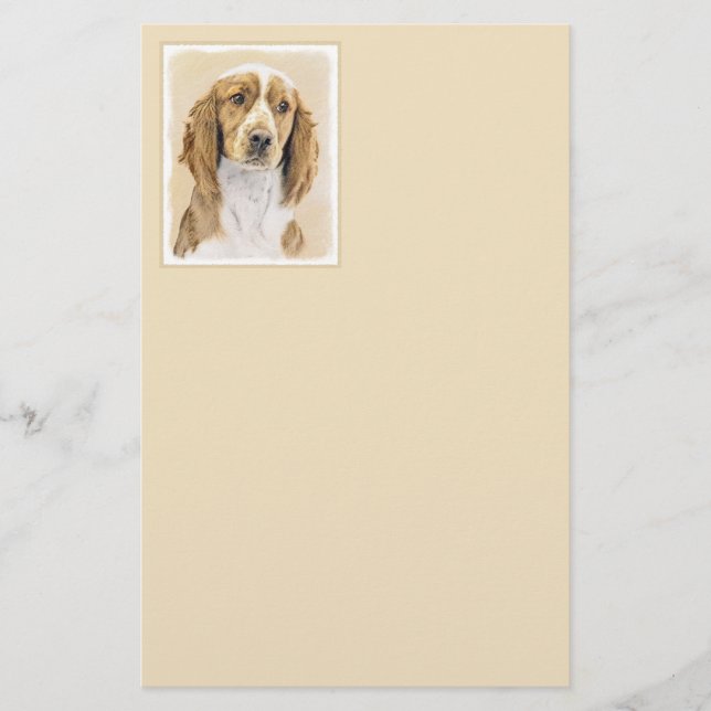 Welsh Springer Spaniel Painting - Original Dog Art Stationery (Front)