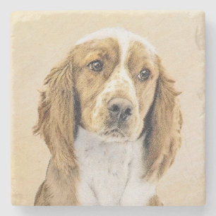 Welsh Springer Spaniel Painting - Original Dog Art Stone Coaster