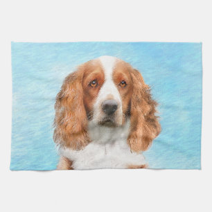 Welsh Springer Spaniel Painting - Original Dog Art Tea Towel