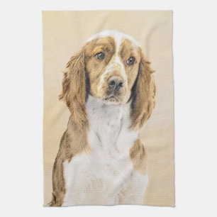 Welsh Springer Spaniel Painting - Original Dog Art Tea Towel