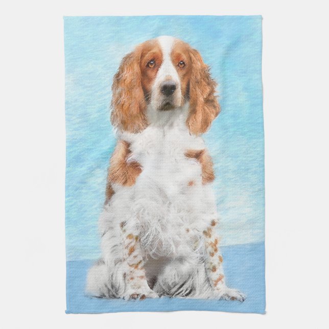 Welsh Springer Spaniel Painting - Original Dog Art Tea Towel (Vertical)