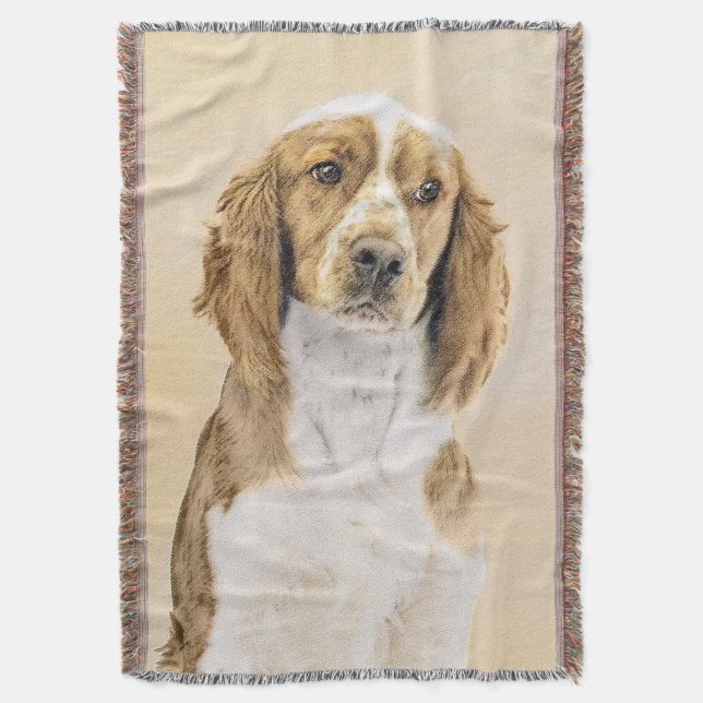 Welsh Springer Spaniel Painting - Original Dog Art Throw Blanket (Front Vertical)