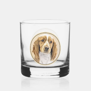 Welsh Springer Spaniel Painting - Original Dog Art Whiskey Glass