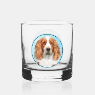 Welsh Springer Spaniel Painting - Original Dog Art Whiskey Glass