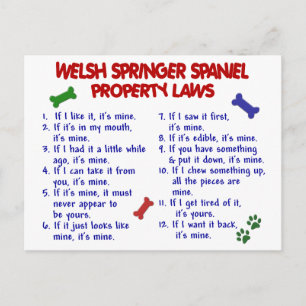 WELSH SPRINGER SPANIEL Property Laws 2 Postcard