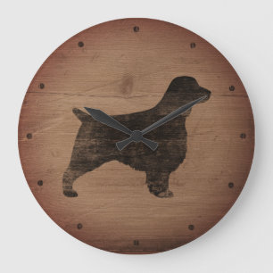 Welsh Springer Spaniel Silhouette Rustic Large Clock