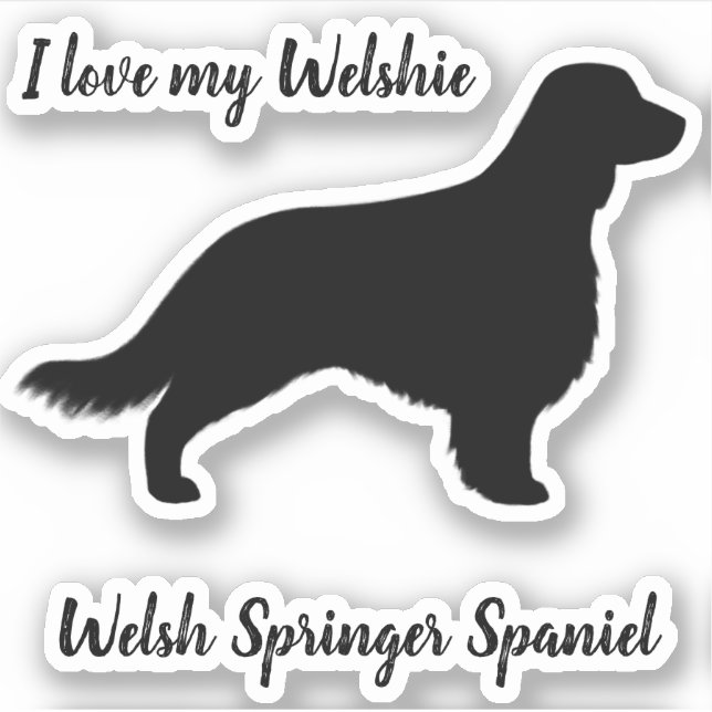 Welsh Springer Spaniel Silhouette with Long Tail (Front)