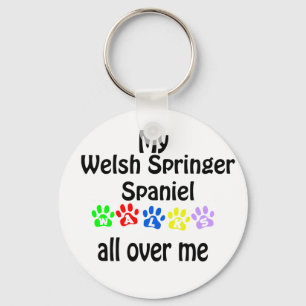 Welsh Springer Spaniel Walks Design Key Ring