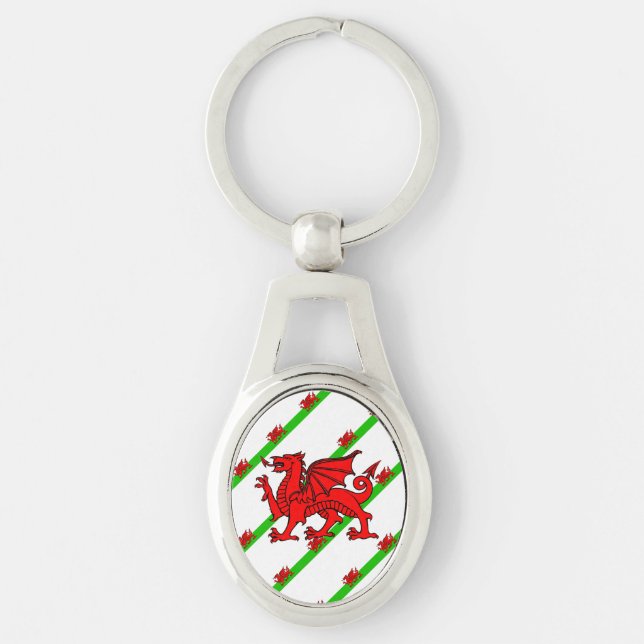 Welsh stripes flag key ring (Front)