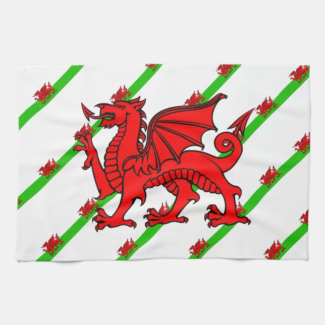 Welsh stripes flag tea towel (Horizontal)