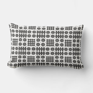 Welsh Tapestry Pattern Black White Lumbar Pillow