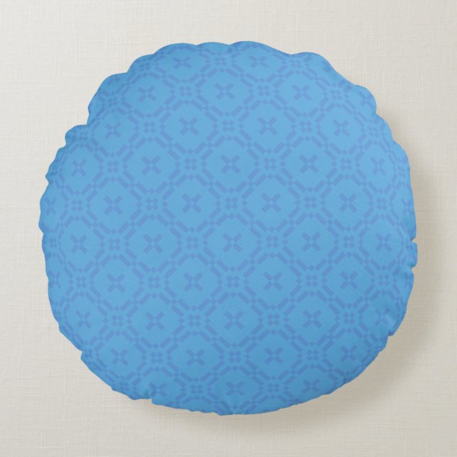 Welsh Tapestry Pattern, Chic Blue Round Pillow (Front)
