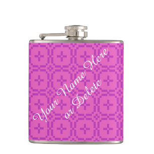 Welsh Tapestry Pattern, Chic Pink Custom Hip Flask