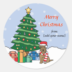 Welsh Terrier and Christmas Tree Classic Round Sticker