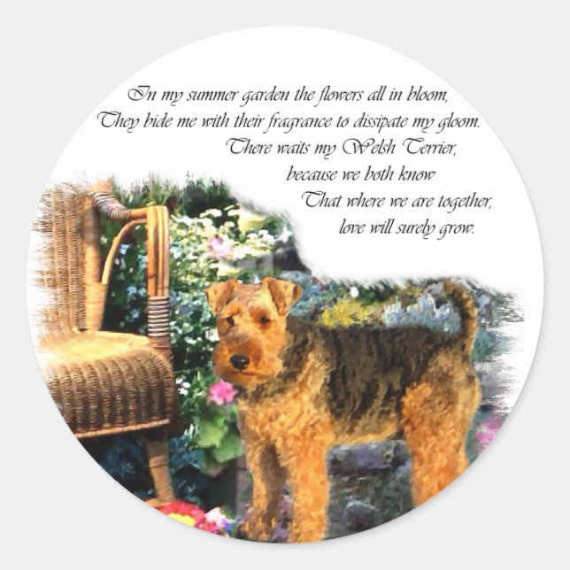 Welsh Terrier Art Gifts Classic Round Sticker (Front)