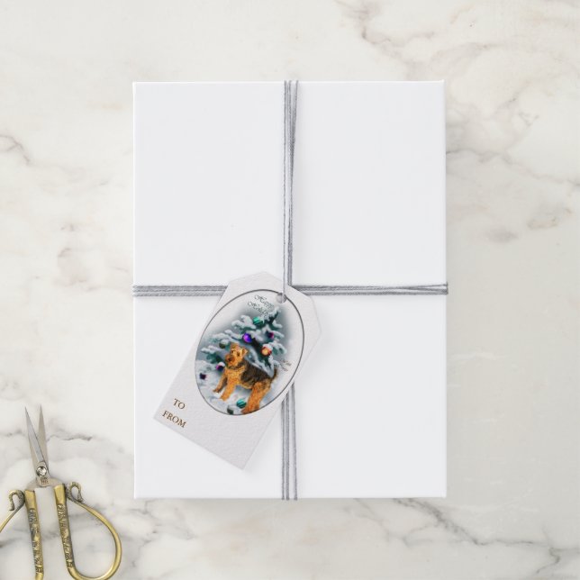 Welsh Terrier Christmas Gift Tags (With Twine)