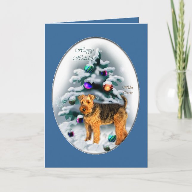 Welsh Terrier Christmas Gifts Holiday Card (Front)
