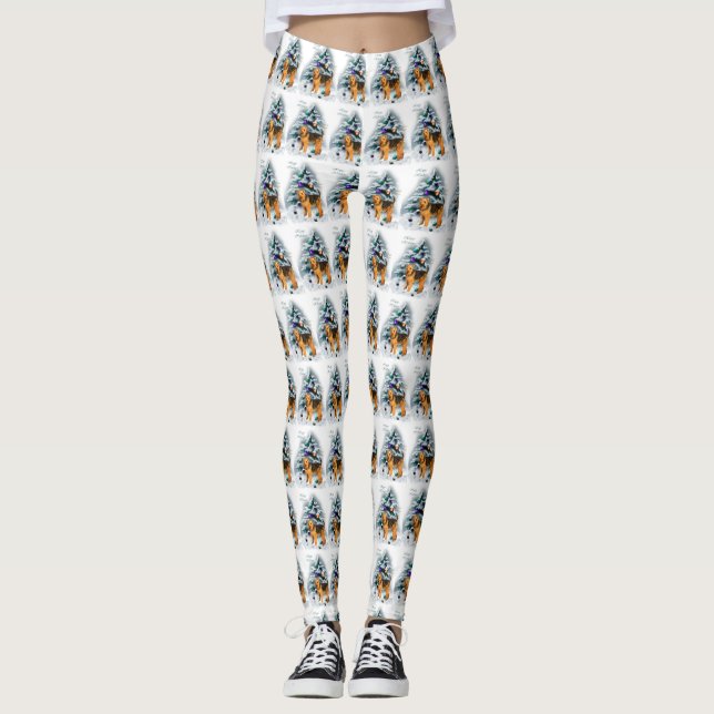 Welsh Terrier Christmas   Leggings (Front)