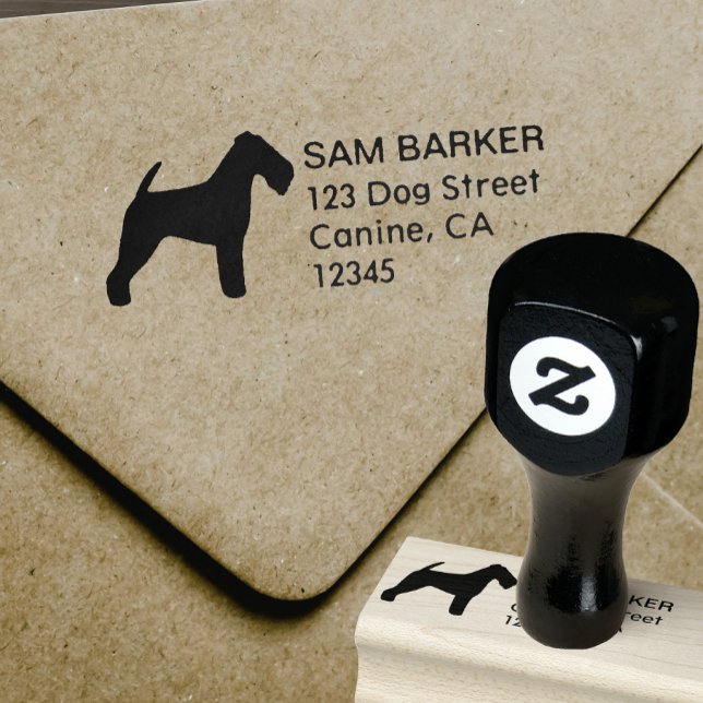 Welsh Terrier Dog Breed Silhouette Return Address Rubber Stamp (Creator Uploaded)